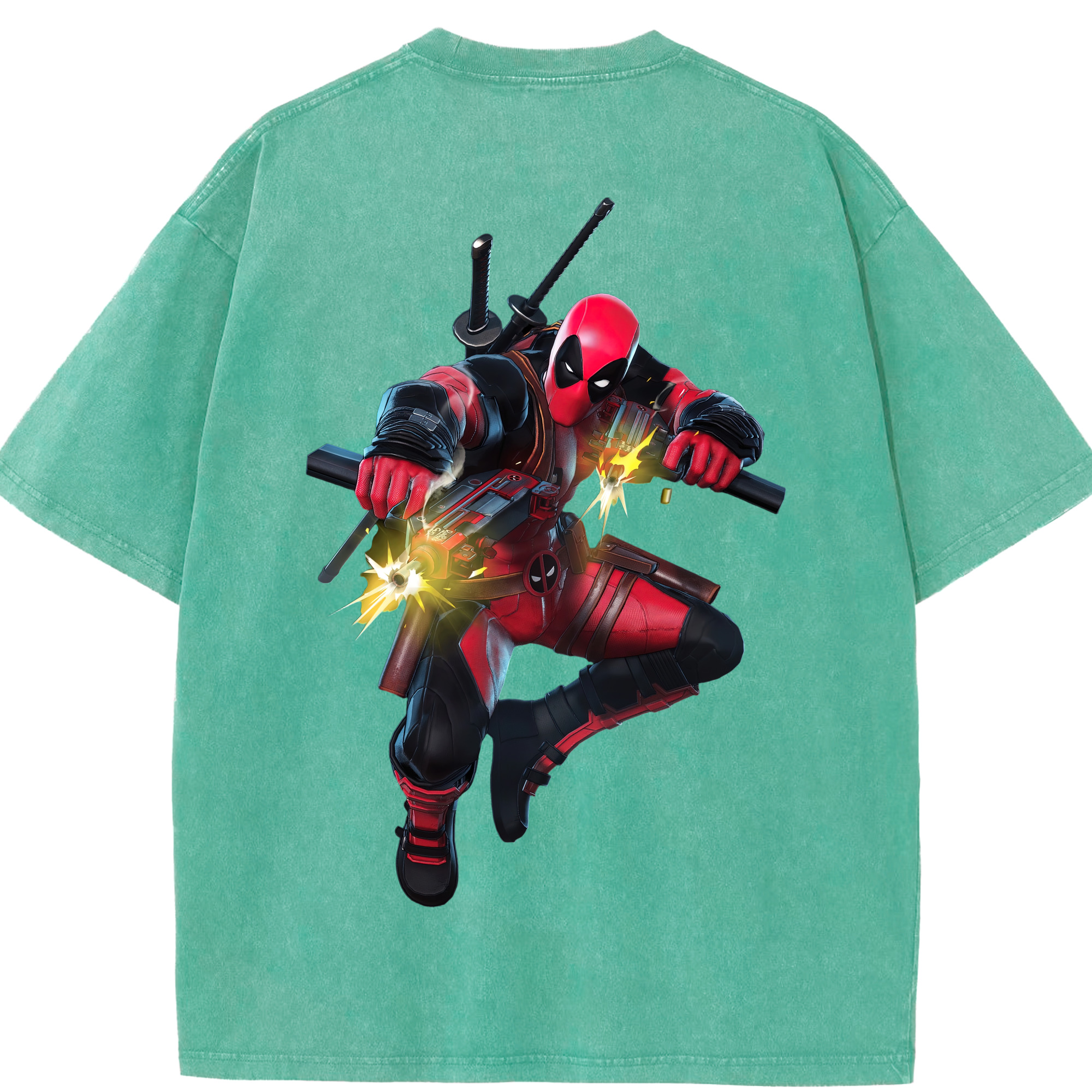 （画像用） Deadpool デッドプール 綿100% ヴィンテージ風 半袖Tシャツ（背面プリント）